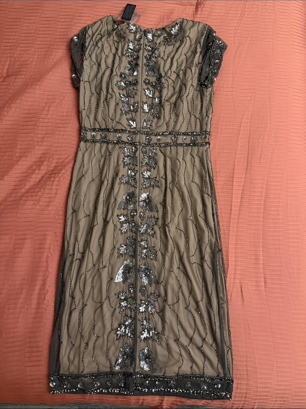 Adrianna Papell Taupe Beaded Sheath Dress - Picture 3 of 3